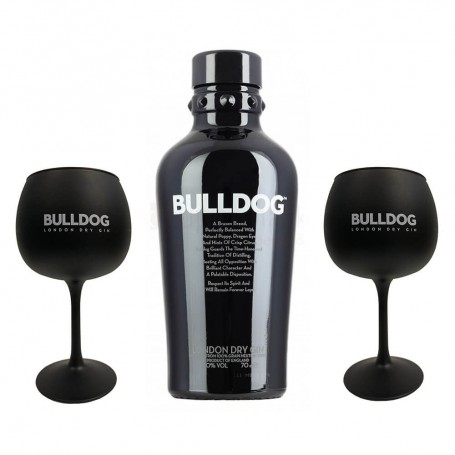 gin bulldog cl.70 avec 2 verres noir