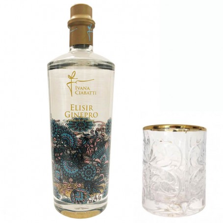 GIN IVANA CIABATTI ELISIR GINEPRO WITH GLASS CL.70 WITH EDIBLE GOLD LEAF 23 KT WITH GLASS