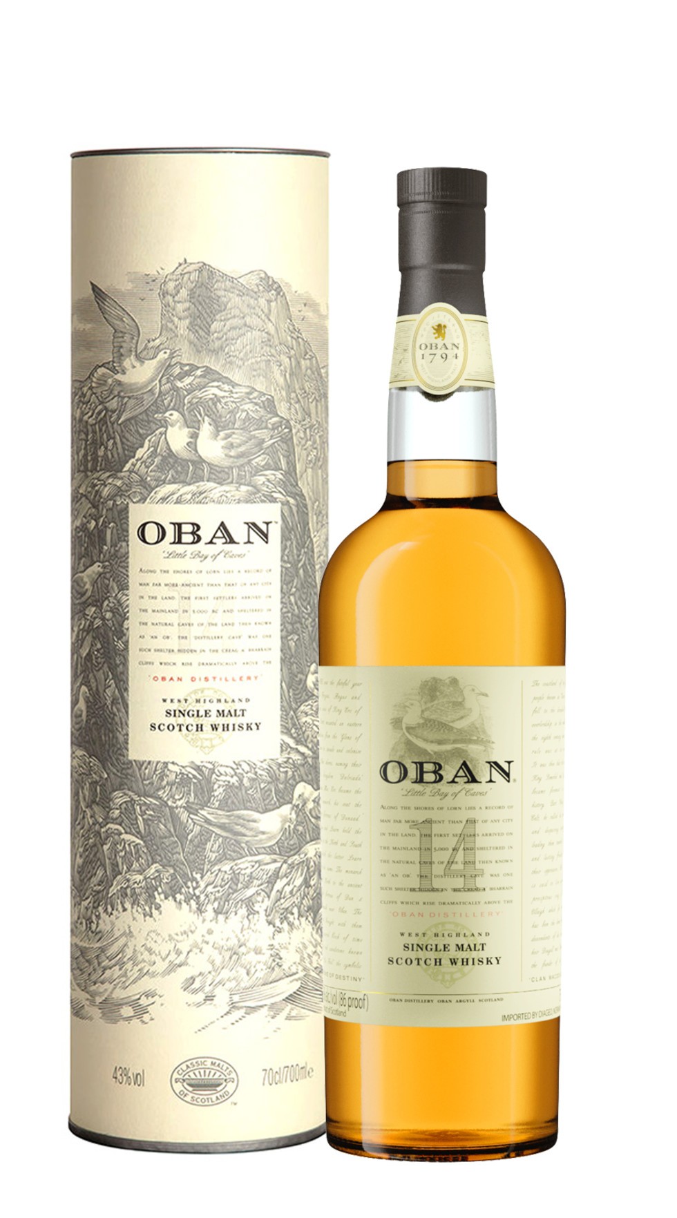 whisky oban single malt 14y cl.70 con astuccio