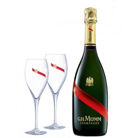 CHAMPAGNE MUMM GRAND CORDON CL.75 WITH TWO FLUTES FOR FREE