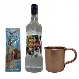 VODKA KEGLEVICH "SKIP ORDINARY BEAUTY" LIMITED EDITION LT.1 CON BICCHIERE MUG + 2 CANNUCCE IN METALLO