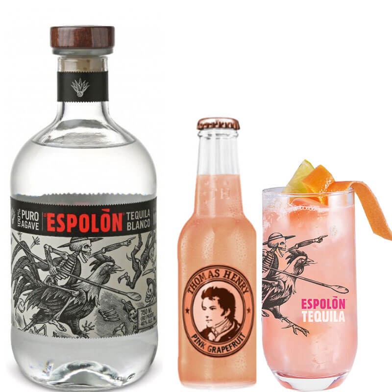 Tequila Espolon Blanco cl.70 Paloma Kit mit Thomas Henry Grapefruit
