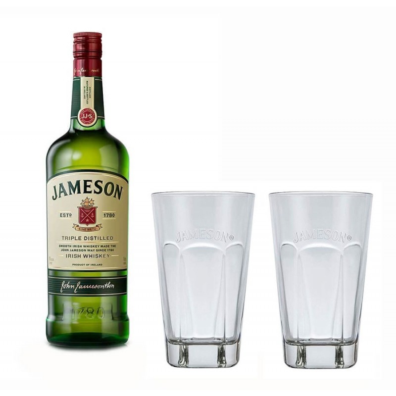whisky jameson triple distilled cl.70 with two free highball glasses