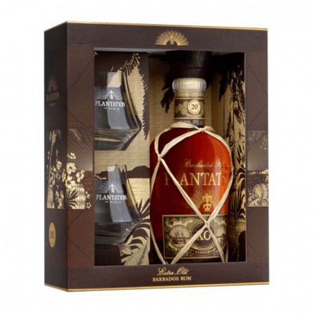 rum plantation xo barbados 20. jahrestag cl.70 box und 2 glÄser