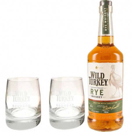 whisky wild turkey rye cl.70 mit 2 niedrigen glÄsern