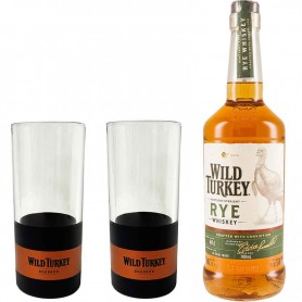 WILD TURKEY RYE WHISKEY CL.70 WITH 2 TALL GLASSES