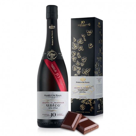GRAPPA DA PONTE "UNICA PROSECCO GRAPPA 10 ANS VINTAGE" GRAN RESERVE CL.70 AVEC BOITE