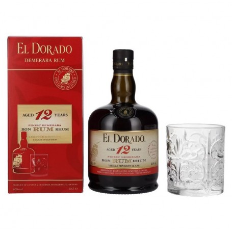 rhum el dorado 12 yo cl.70 con astuccio e bicchiere
