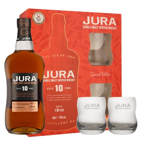 WHISKY JURA 10 YO CL.70 ASTUCCIO CON 2 BICCHIERI