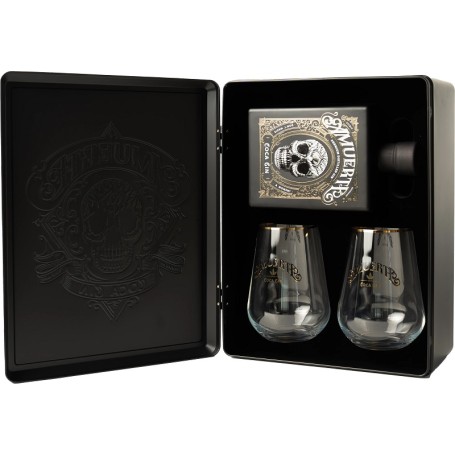 gin amuerte schwarze geschenkbox cl.70 mit zwei glÄsern
