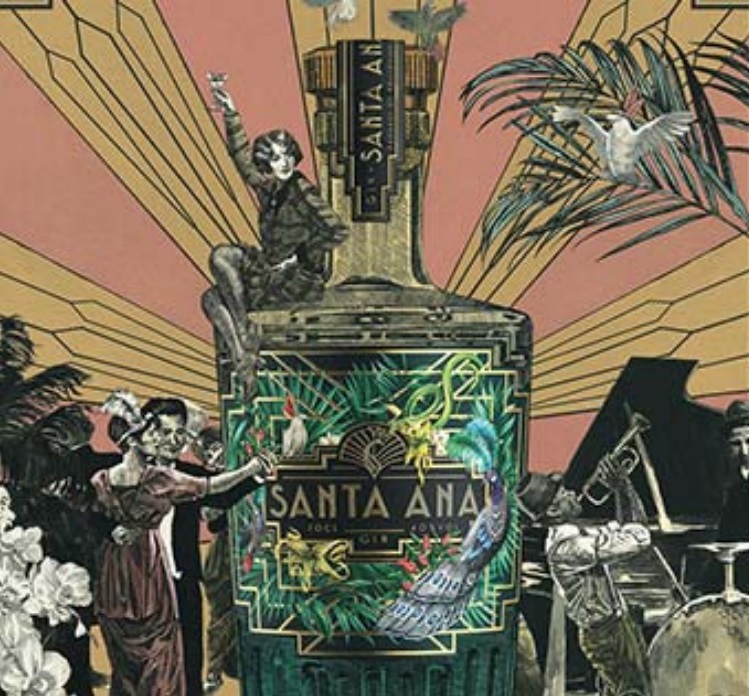 Locandina stile Art Decò del gin Santa Ana